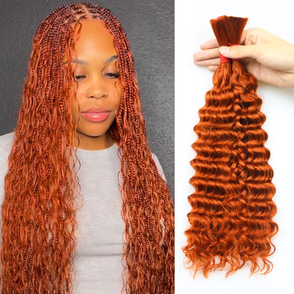 Cabello humano ondulado profundo a granel para trenzar, sin trama, 3.53 oz (1 paquete-2 paquetes), 100% cabello humano virgen brasileño sin