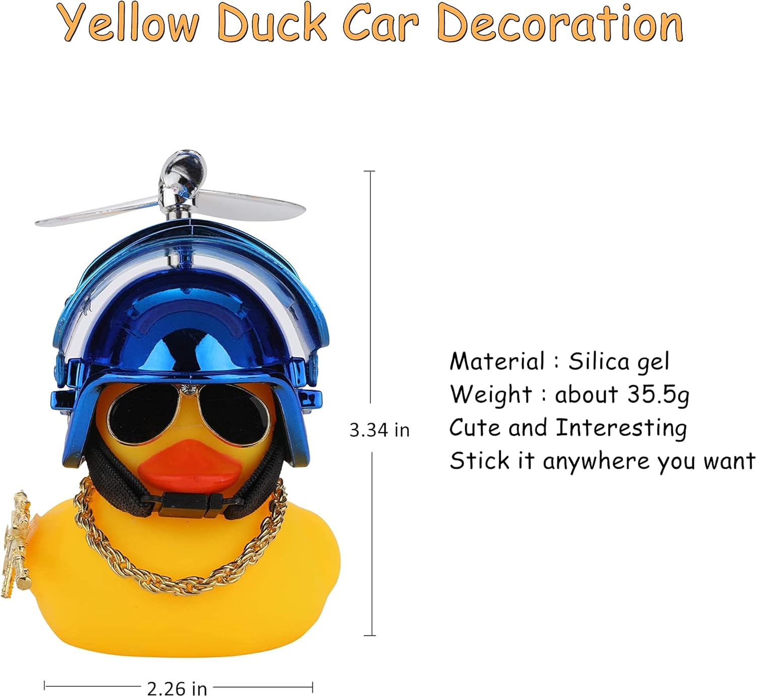 Bonitos adornos de pato de goma para automóvil, decoración de tablero de automóvil, accesorios de bicicleta con casco de hélice (azul)