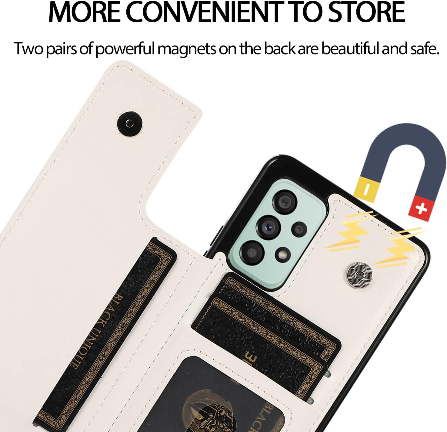 UEEBAI Funda para Samsung Galaxy A53 5G, funda de cuero PU de lujo con dos cierres magnéticos ranuras para tarjetas Función de atril Durable A