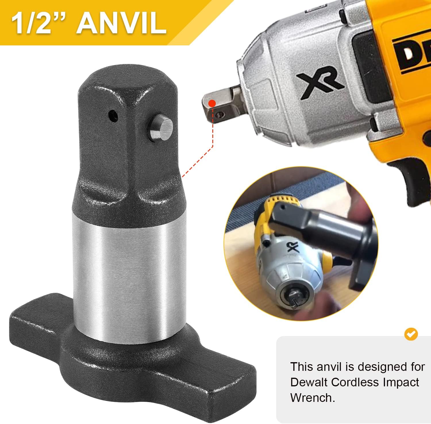 N415874 – Conjunto de repuesto de yunque de 12 para llave de impacto inalámbrica Dewalt DCF899 DCF899B DCF899M1 DCF899P1 DCF899P1 DCF899P2, no para
