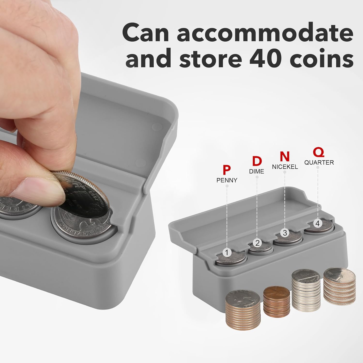 SINGARO Soporte para monedas para automóvil, organizador de cambio de monedas compatible con monedas de diferentes tamaños, soporte montado en el