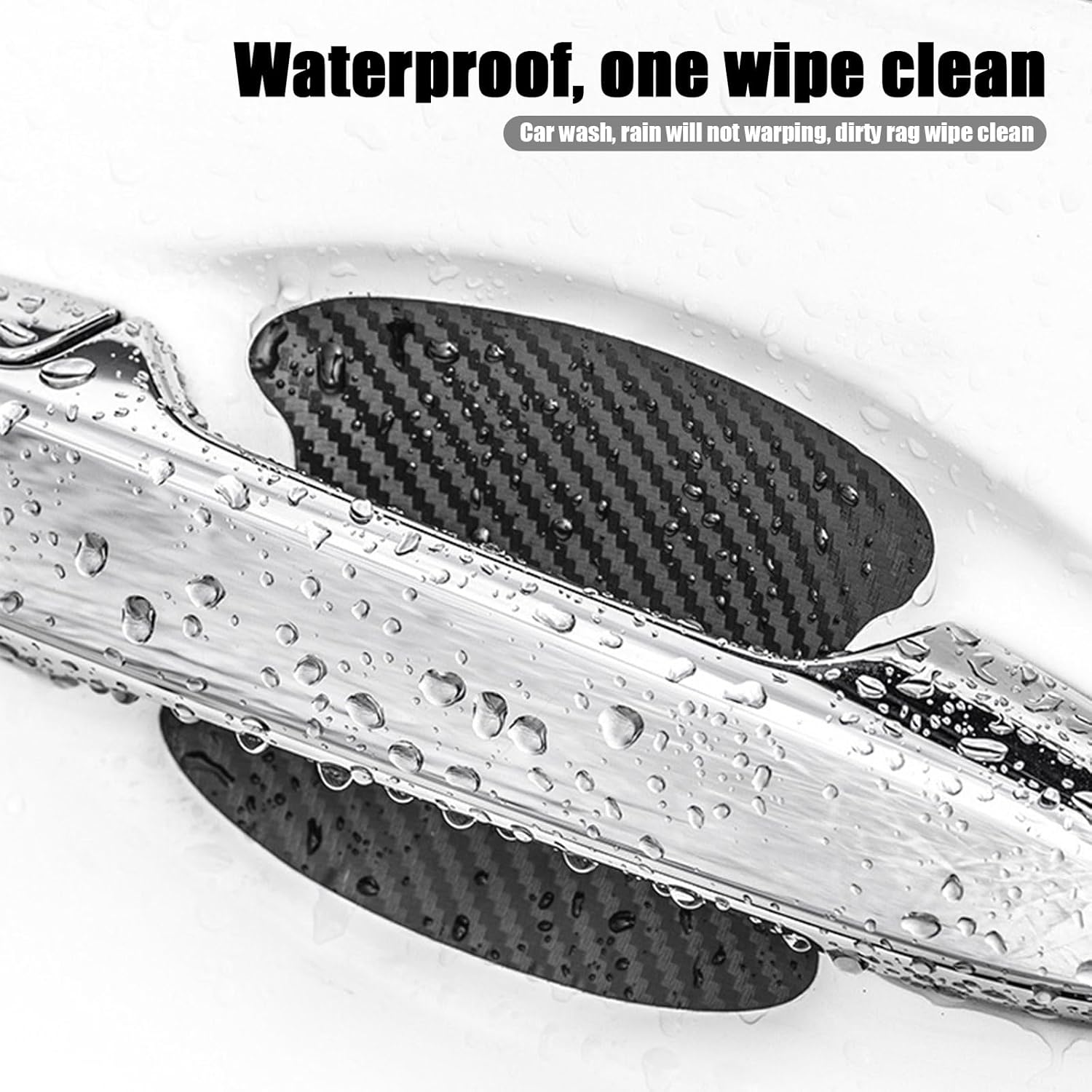 4 protectores para cuenco de puerta de automóvil, 3.38 x 2.67 pulgadas, mango de fibra de carbono interior antiarañazos, accesorio universal de
