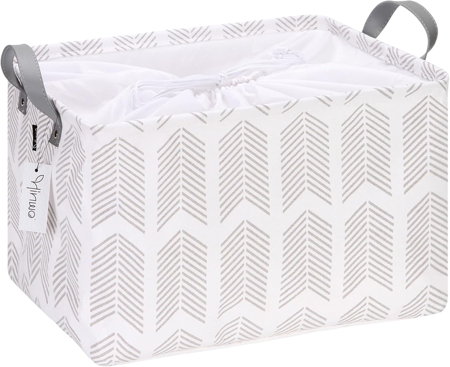 Hinwo Cesta de almacenamiento grande de tela de lona con asas, contenedor rectangular de 33L8.6 galones, caja de almacenamiento plegable, ropa,