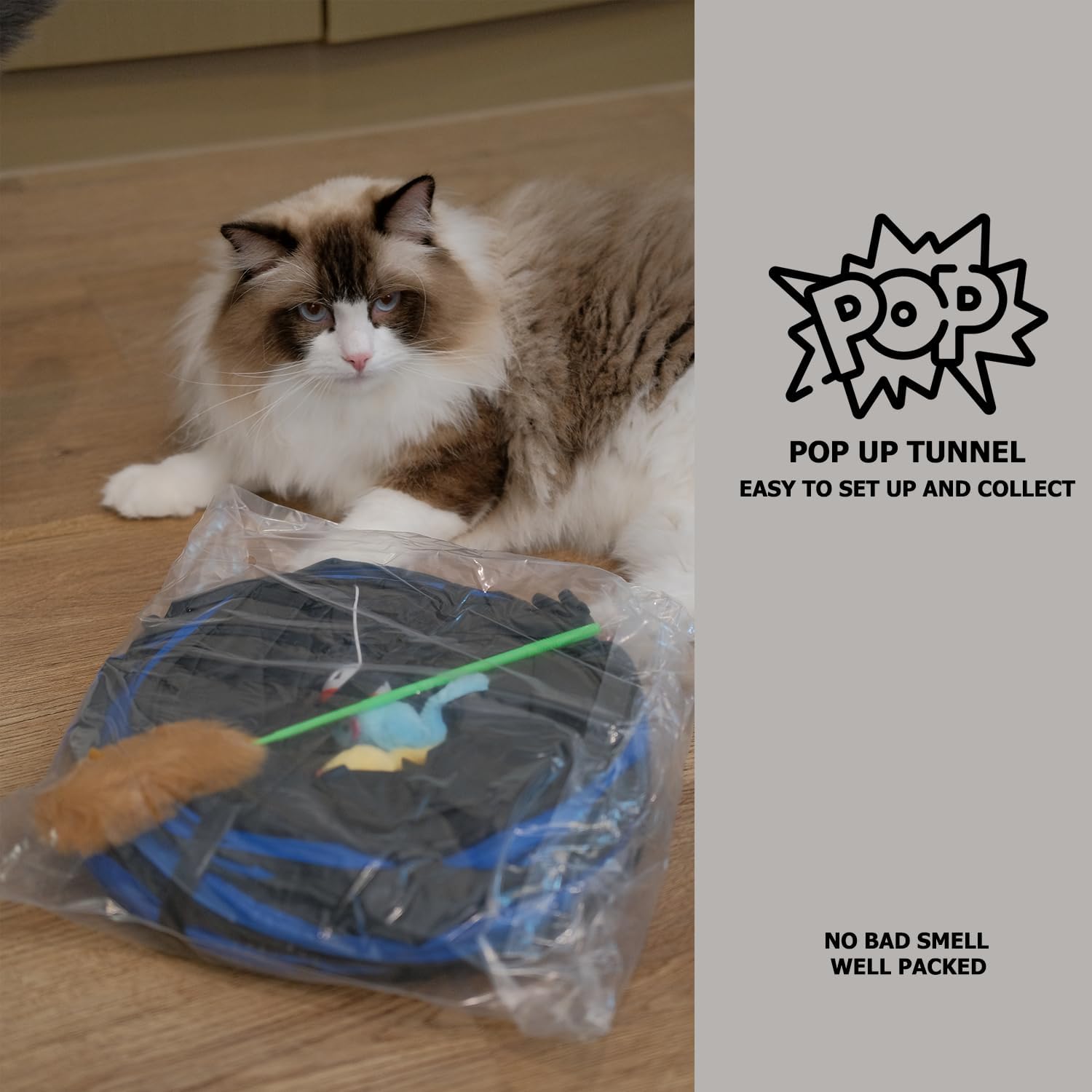 BELLAVENIR Juguetes de túnel para gatos para interiores, suministros extra grandes para gatos grandes, fáciles de limpiar, olor fresco, acogedora