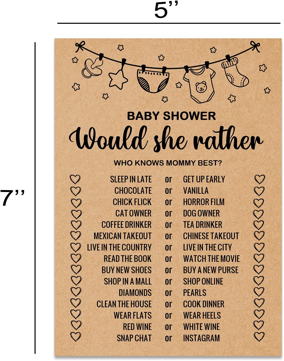 Misaidou Tarjetas de juego rústicas para despedida de soltera o despedida de soltera – 30 tarjetas de juego para baby showers