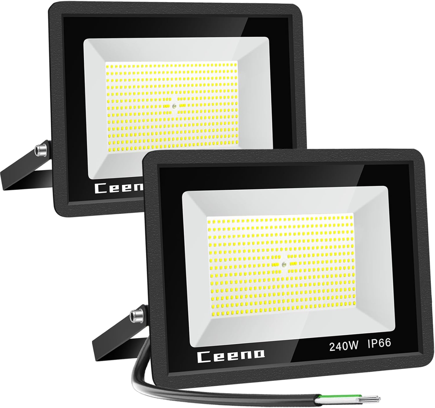 2 Pack 240W Hardwired LED Flood Light Outdoor, 24000lm Super Bright Floodlight, IP66 Waterproof 6000K Daylight White Exterior Lights for Basketball