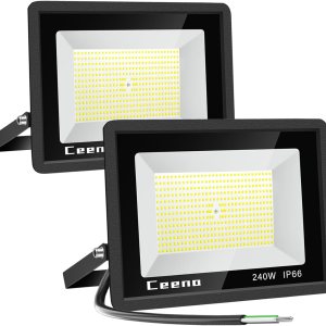 2 Pack 240W Hardwired LED Flood Light Outdoor, 24000lm Super Bright Floodlight, IP66 Waterproof 6000K Daylight White Exterior Lights for Basketball 2 Pack 240W Hardwired LED Flood Light Outdoor, 24000lm Super Bright Floodlight, IP66 Waterproof 6000K Daylight White Exterior Lights for Basketball