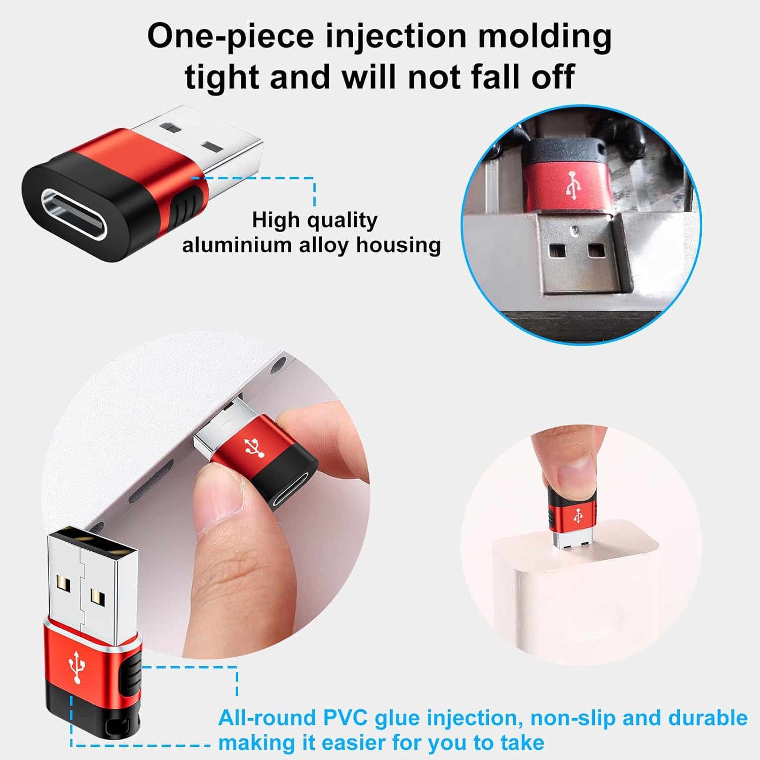 BaseNew Paquete de 8 adaptadores USB a USB C, adaptador USB A a USB C, adaptador USB C a USB, adaptador USB a C, adaptador USB C a A, convertidor