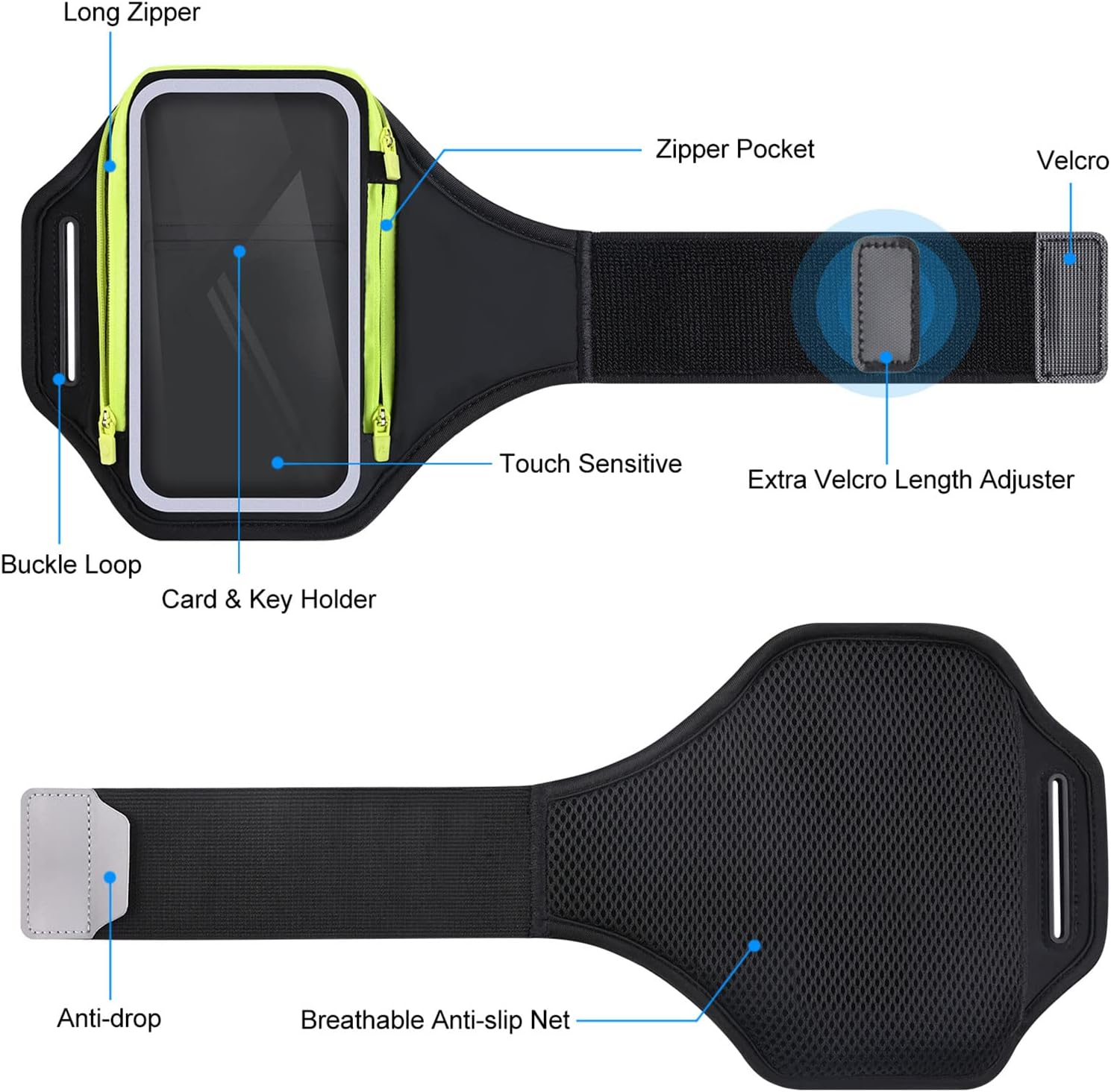 Banda de brazo de 6.8 pulgadas para teléfono para correr con bolsa para auriculares, funda para iPhone 14, 13, 12, 11 Pro Max, Galaxy S23 S22, ultra