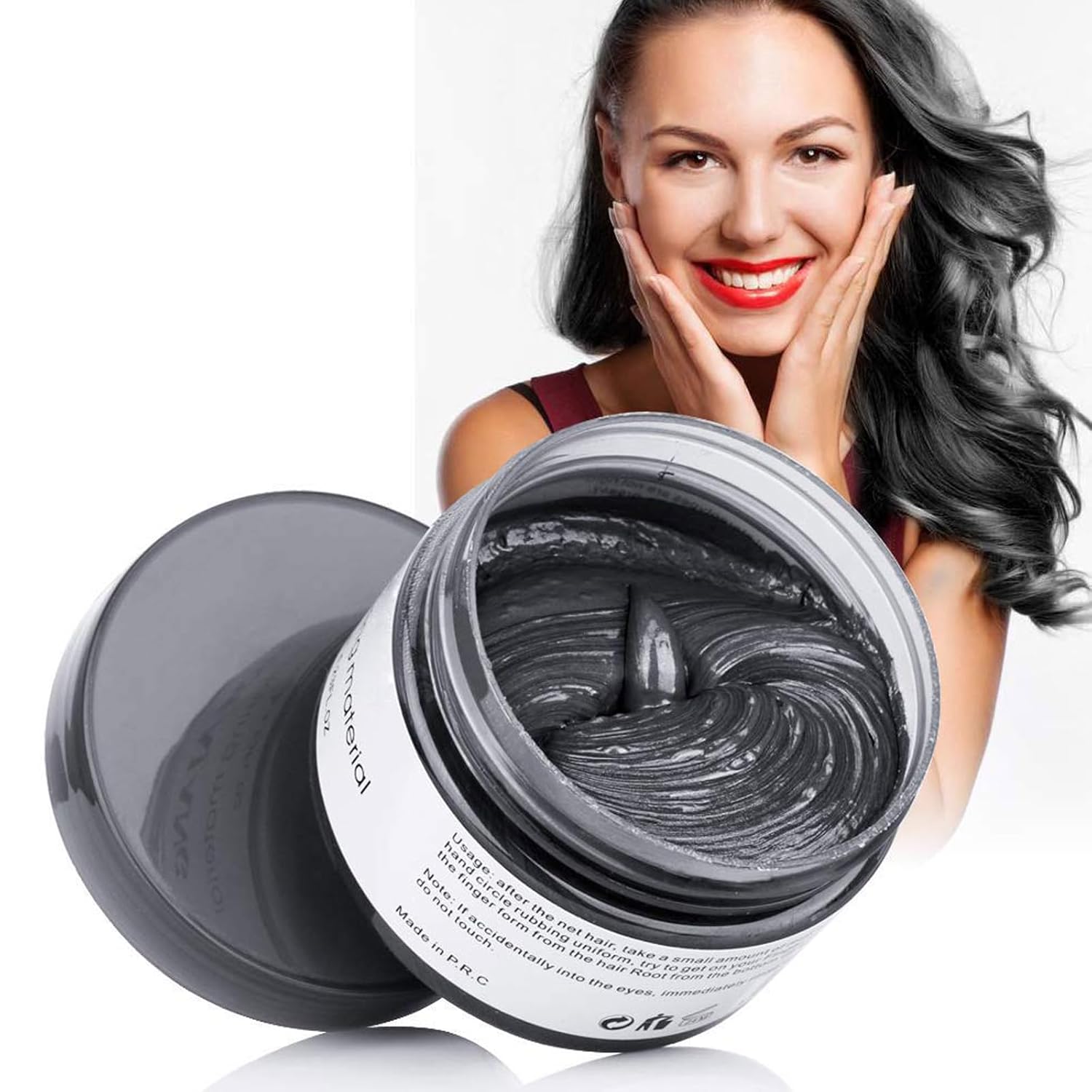 Asocrew Color de cera temporal negra para el cabello, cera de color negro en aerosol, tinte de cera para el cabello, arcilla para peinar el cabello,