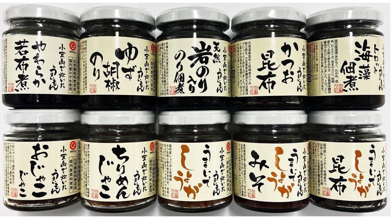 Takesan ‘s Tsukudani 10 tipos Set (1.3oz  3.9oz) Tsukudani es un alimento conservado hecho de salsa de soja, un alimento tradicional japonés que ha