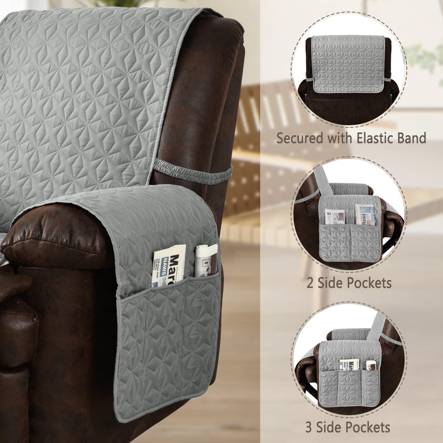 RBSC Home – Cubiertas protectoras para sillón de piel, acolchadas, gruesas, 100 % impermeables y lo suficientemente largas para cubrir la parte del