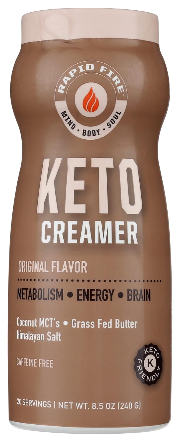 Rapid Fire Crema cetogénica con aceite MCT para café o té, apoya la energía y el metabolismo, pérdida de peso, dieta cetogénica, 8.5 onzas (paquete