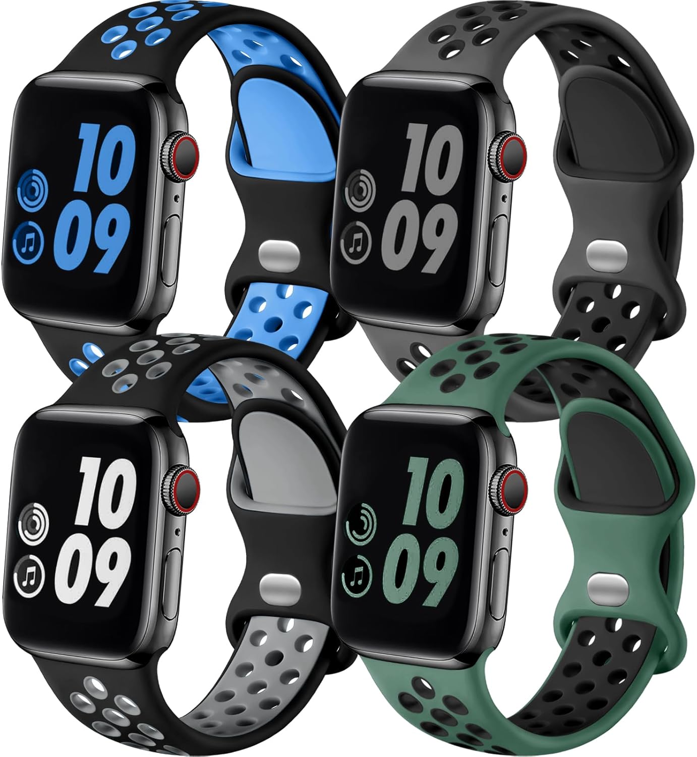Adorve Compatible con correas de reloj Apple Watch de 1.929 in, 1.772 in, 1.732 in, 1.654 in, para mujeres y hombres, correa deportiva de silicona
