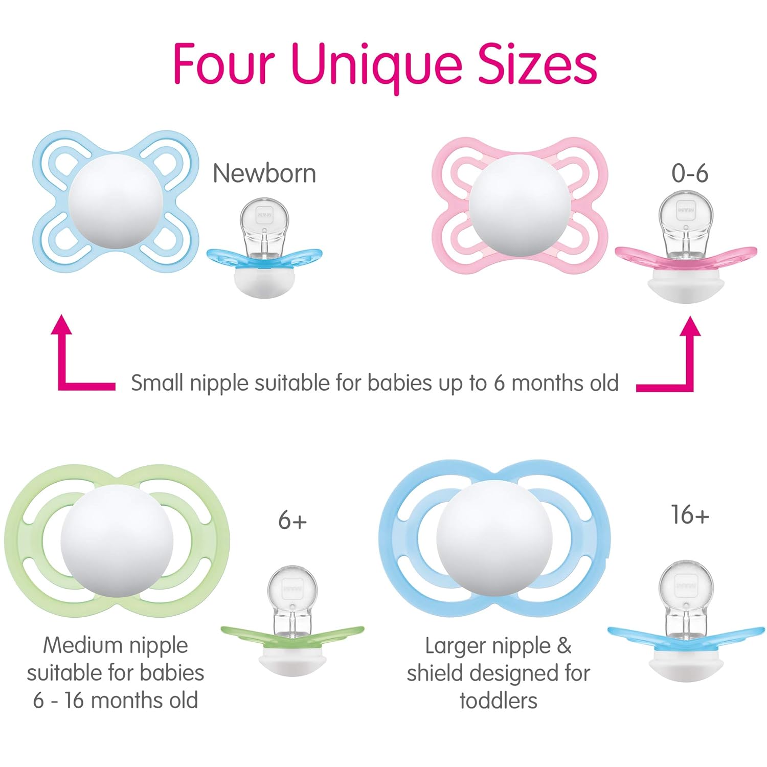 MAM Perfect Night – Chupete para bebé, pezón patentado, brilla en la oscuridad, 0-6 meses, niña, 2 unidades (paquete de 1)