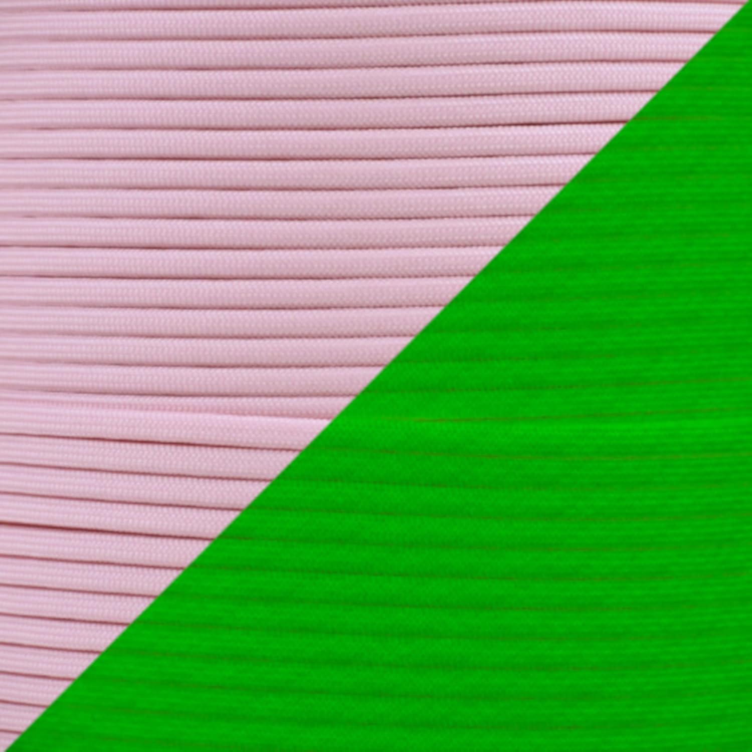 Paracord Planet Para Glow Type III 400 – Cuerda de paracaídas que brilla en la oscuridad, blanco, amarillo, rosa, verde y azul (rosa, 25 pies)