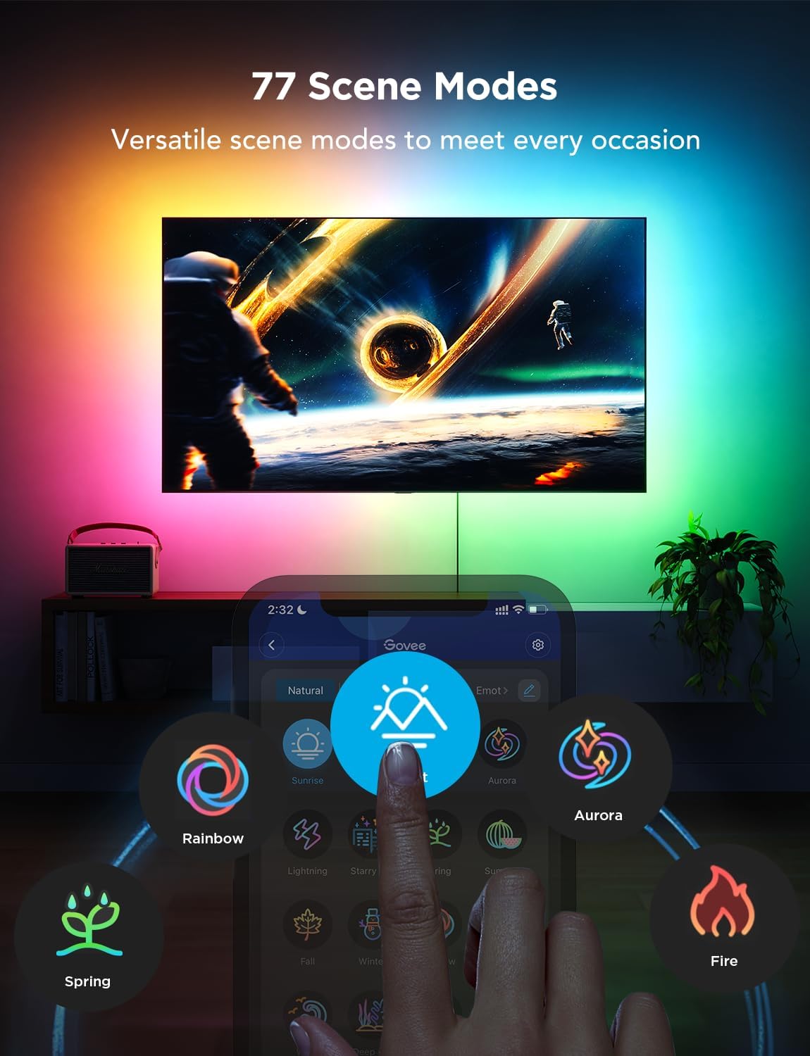 Govee Retroiluminación LED para TV, luces LED RGBIC para TV, retroiluminación LED Smart TV para televisores de 40 a 50 pulgadas, sincronización de