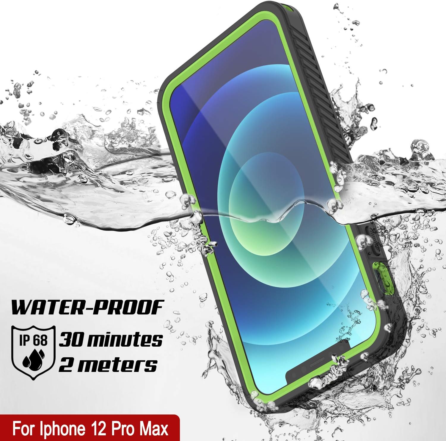 Punkcase Funda impermeable para iPhone 12 Pro Max Extreme Series Slim Fit Certificado IP68 A prueba de golpes a prueba de nieve Funda de armadura