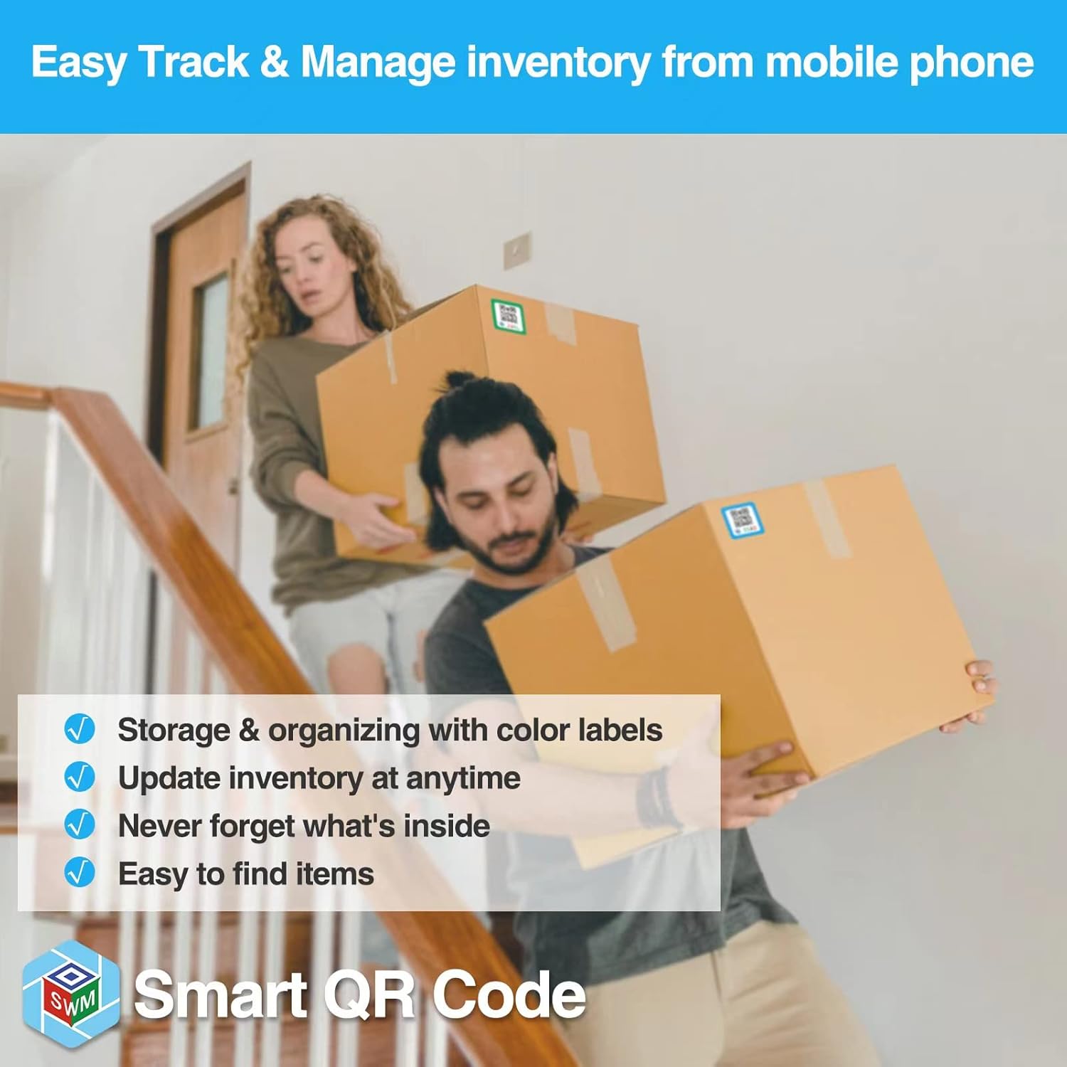 84 calcomanías de código QR para almacenamiento y organización de inventario avanzado, etiquetas de código QR, paquete y etiquetas de pista con