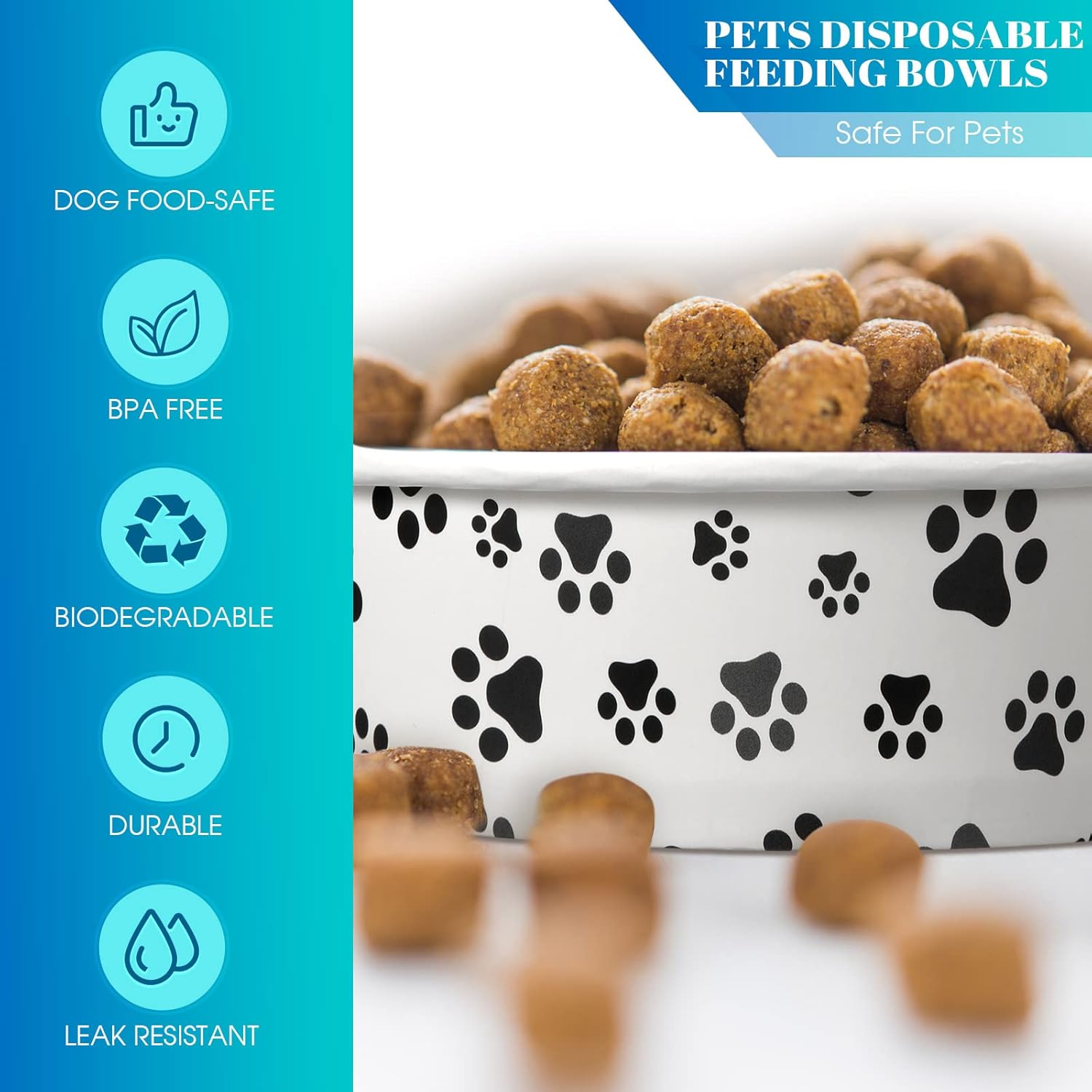 30 cuencos desechables para perros pequeños con platos impresos para perros pequeños, cuencos de comida para mascotas, cuencos de viaje para