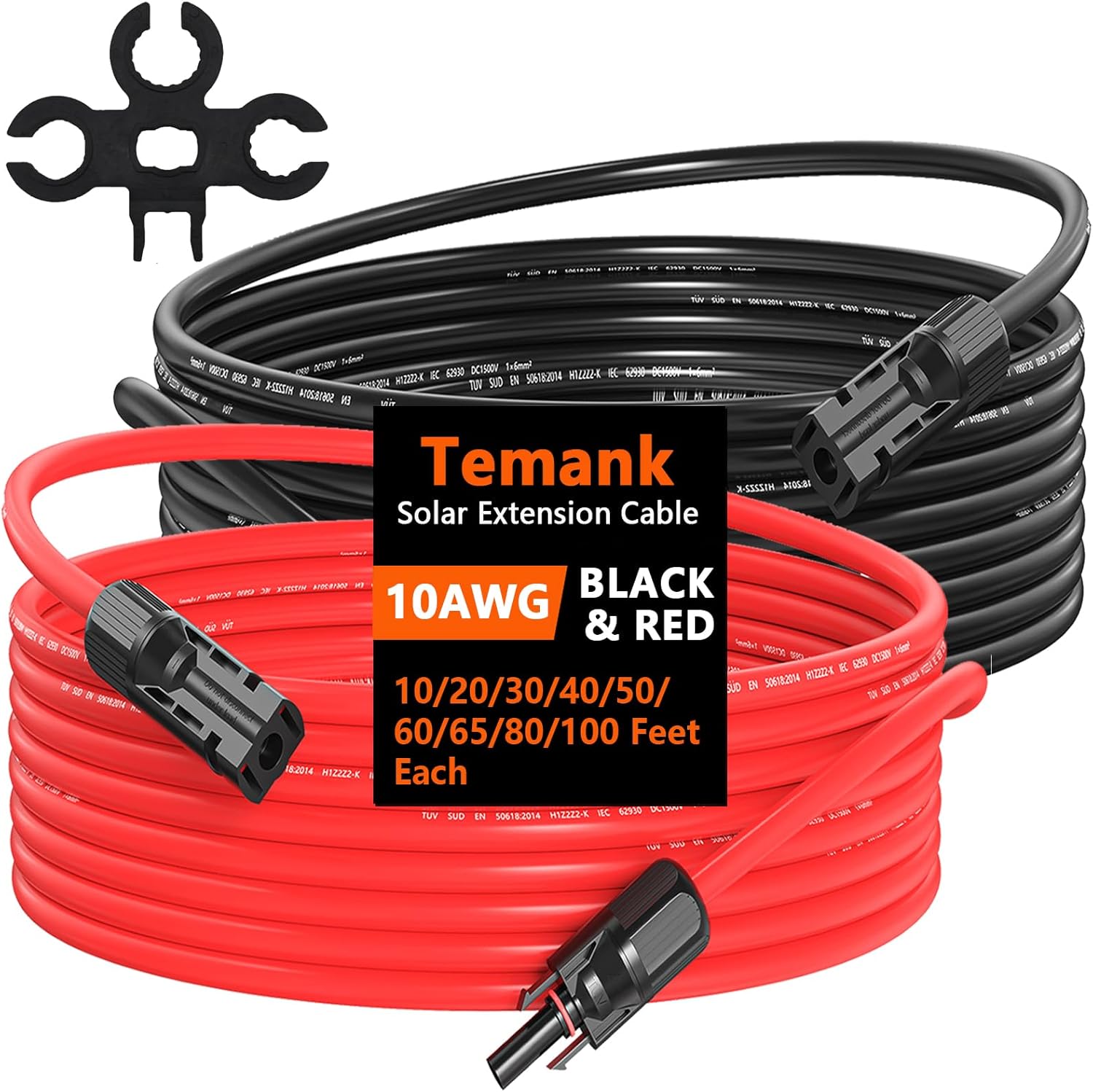 10AWG Solar Extension Cable 60 Feet, 10 Gauge Solar Cables 60Ft for Solar Systems, Car, RVs, and Boats, Tinned Copper PV Wire Ends with Solar