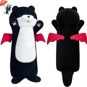 Almohada corporal larga de felpa de gato negro de 26 pulgadas, peluche de gato gigante, peluches de Halloween, lindo y suave bebé con peso de nutria Almohada corporal larga de felpa de gato negro de 26 pulgadas, peluche de gato gigante, peluches de Halloween, lindo y suave bebé con peso de nutria