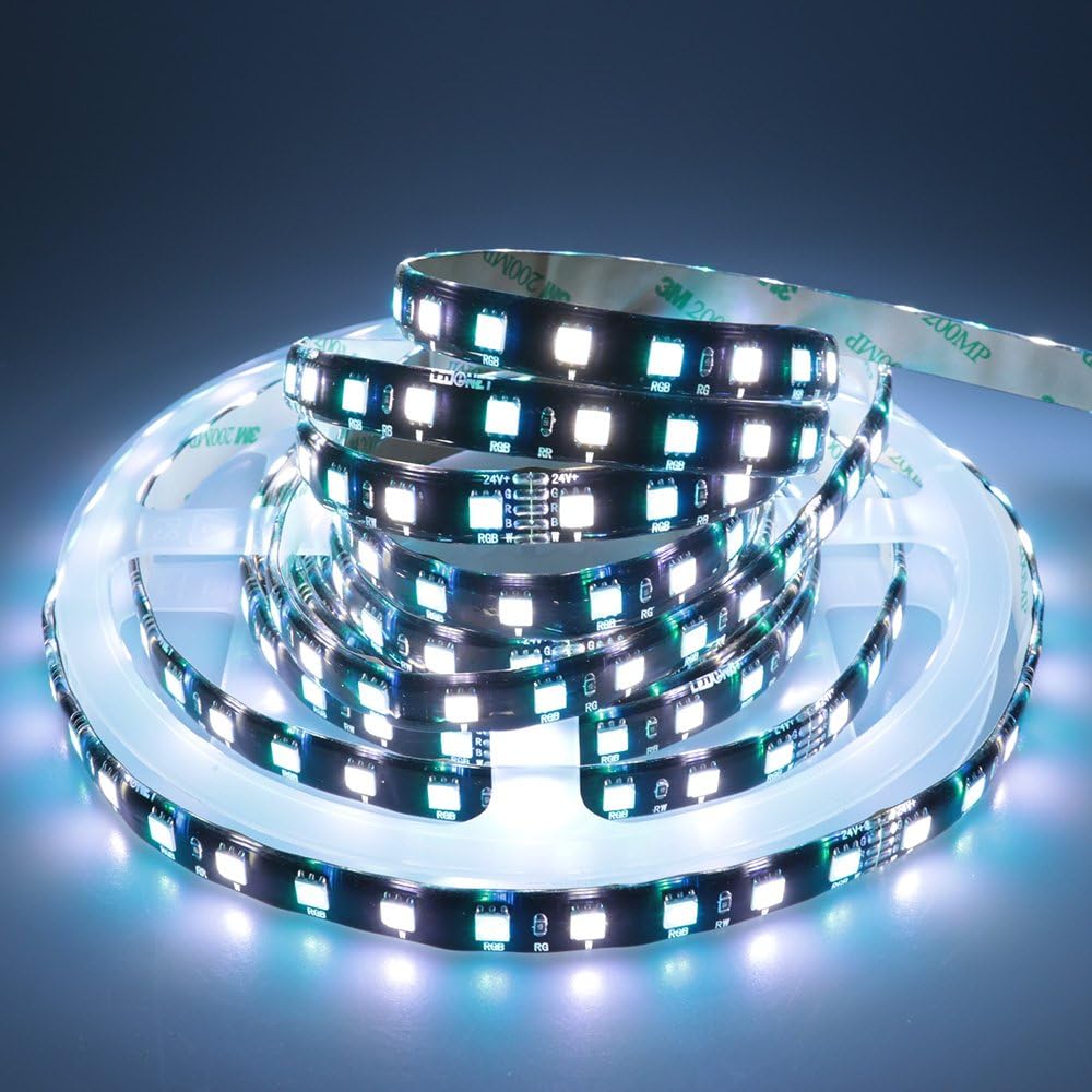 LEDENET Tira de luces LED flexibles de 16.4 pies SMD 5050 DC 24V 360LEDs RGBW blanco frío que cambia de color LED tira de luz LED PCB silicona