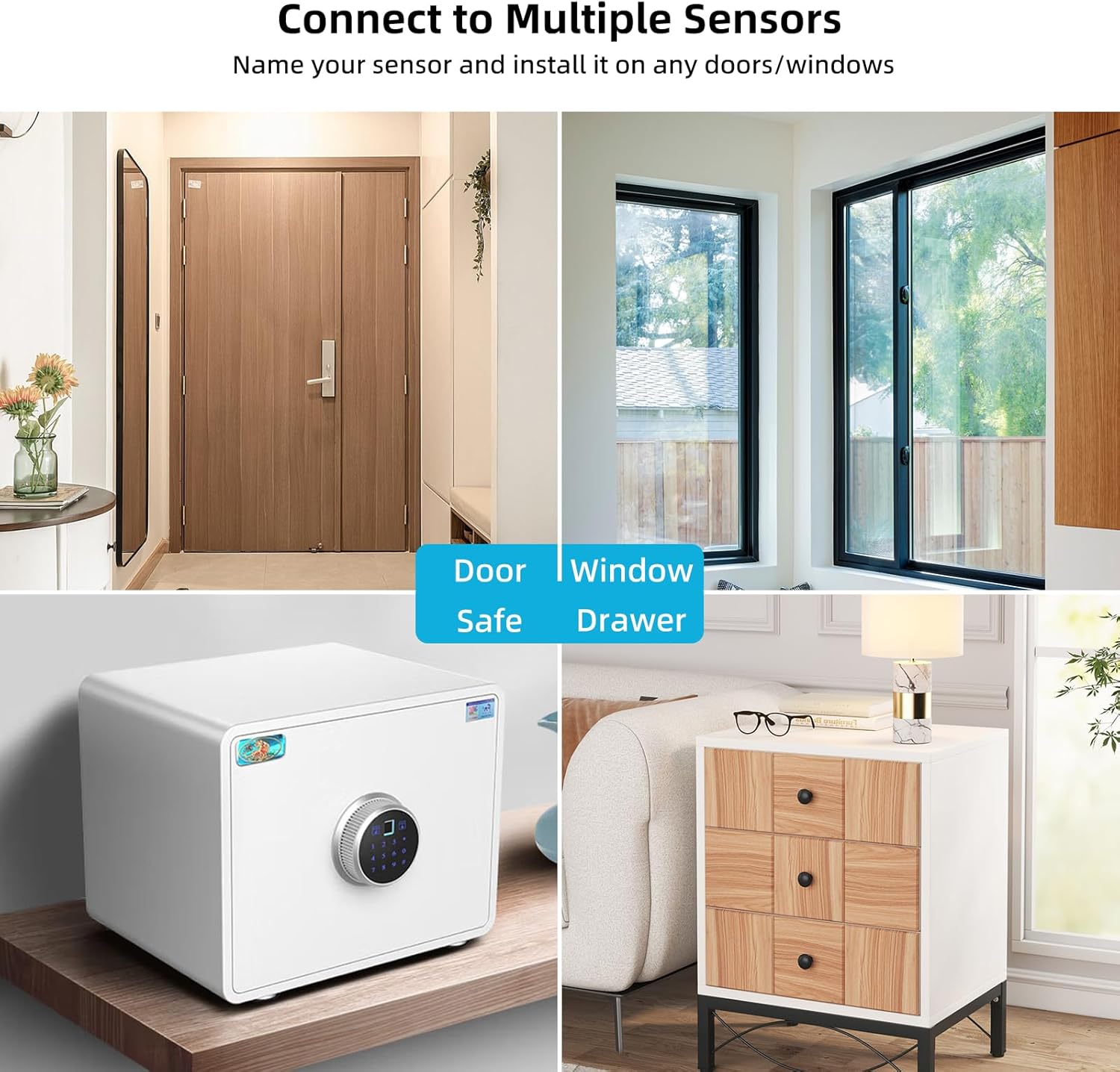 Sistema de alarma para el hogar, kit de 5 piezas, sensores de ventana de puerta, sistema de alarma WiFi para seguridad de los niños, sistema de