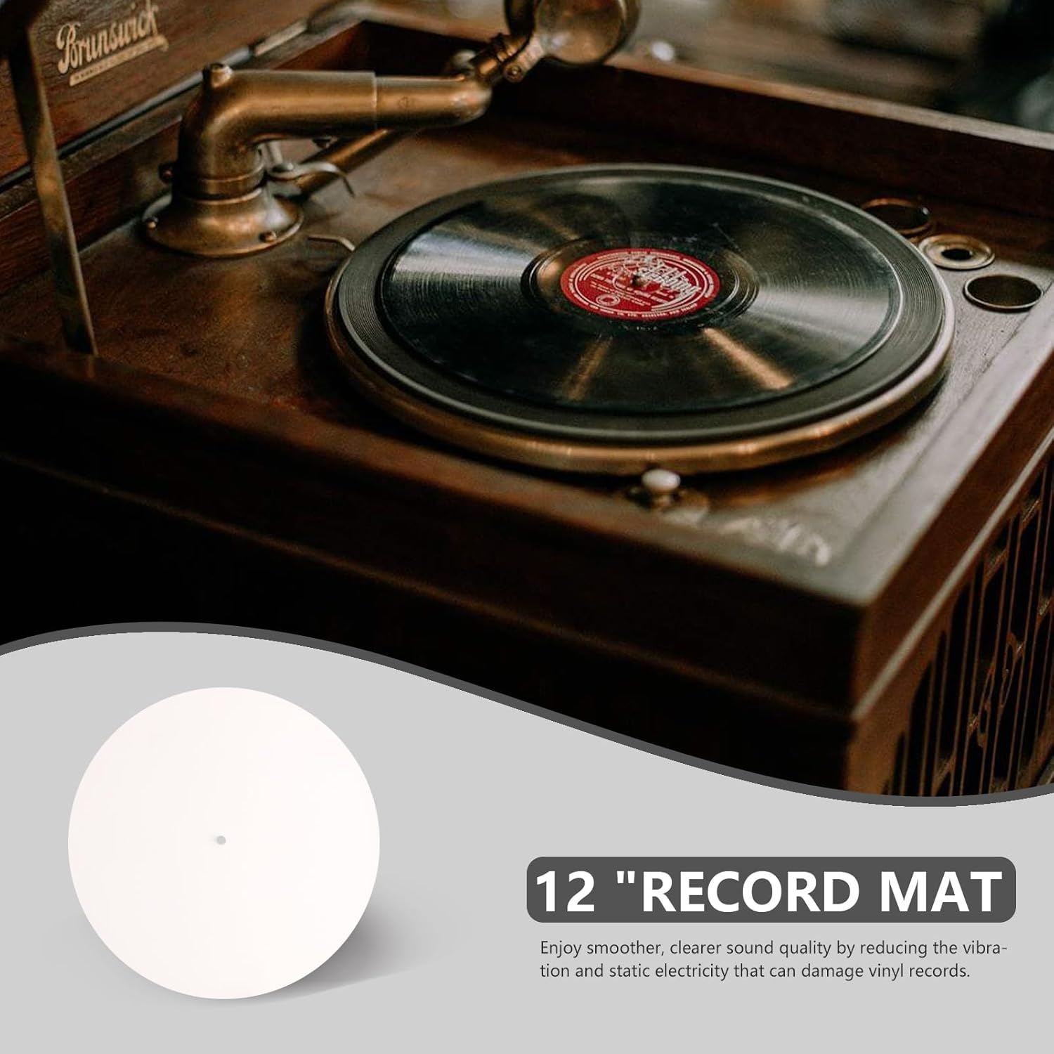 Tapete de lana blanca para tocadiscos, tapete giratorio de 12 pulgadas, antiestático para discos de vinilo LP, accesorios para tocadiscos, equipo de