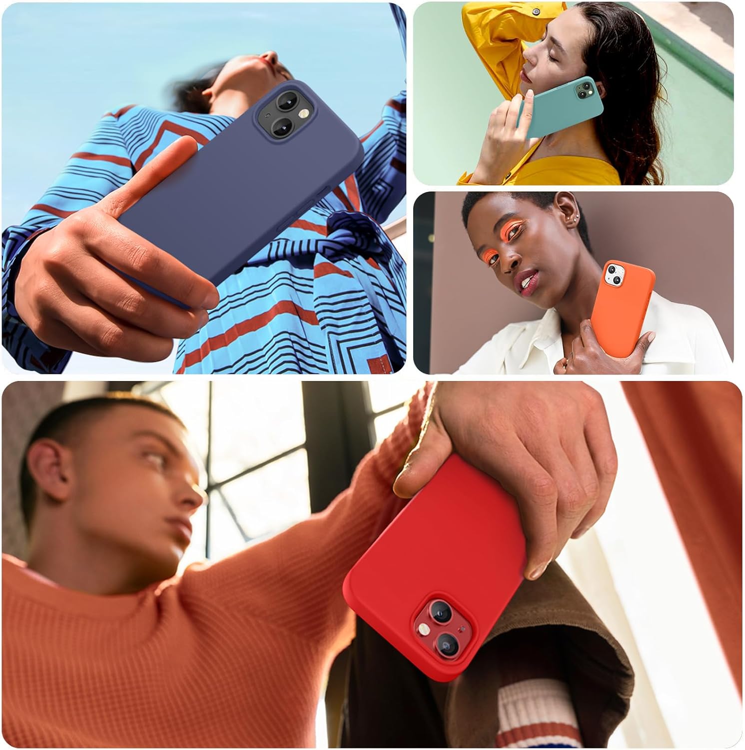 Miracase Funda diseñada para iPhone 13, con protector de pantalla de vidrio templado, forro de microfibra suave antiarañazos, funda de goma de
