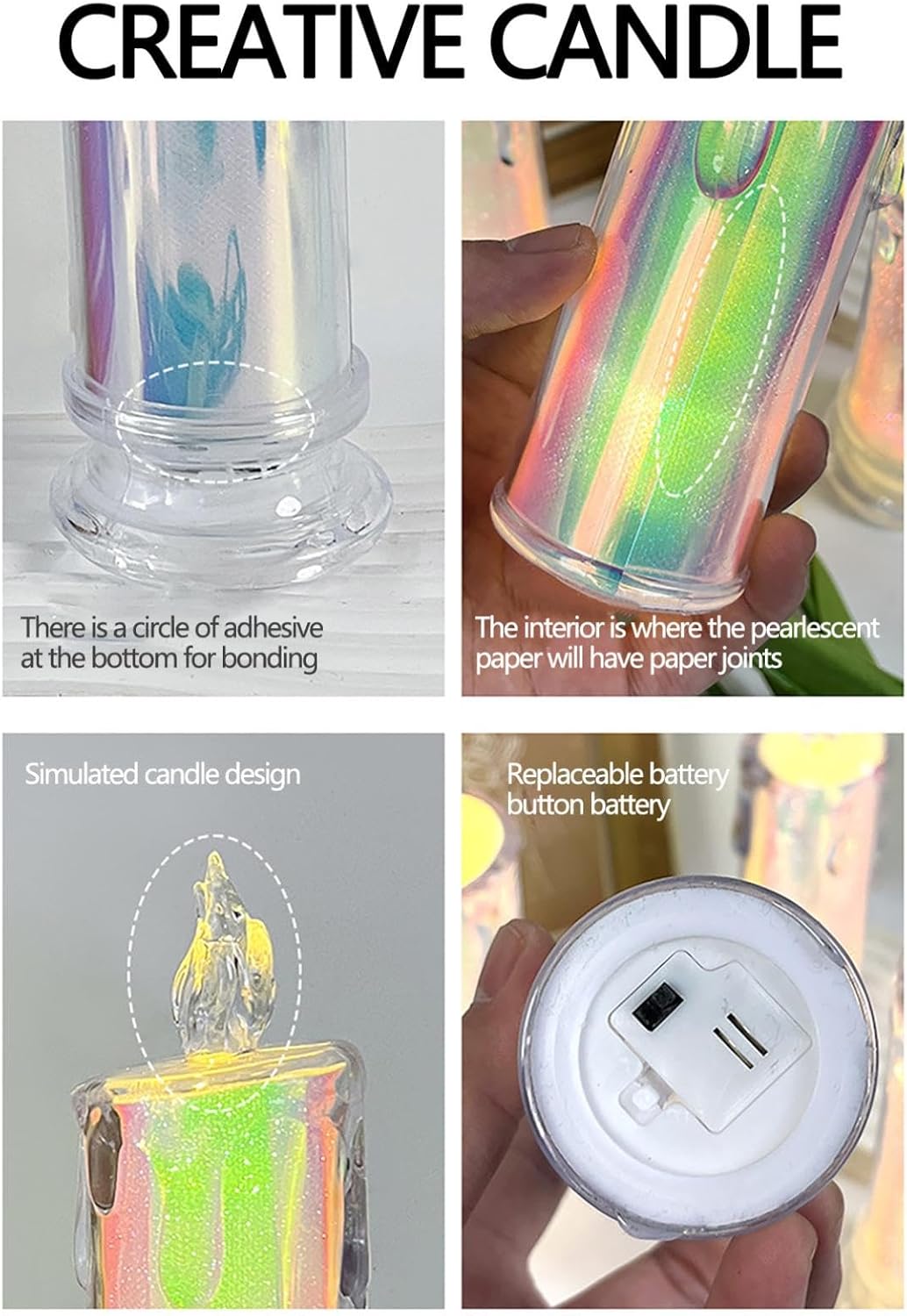 Paquete de 2 velas falsas sin llama, velas LED decorativas, funciona con pilas, para centro de mesa, decoración de lámpara de vela para Navidad,