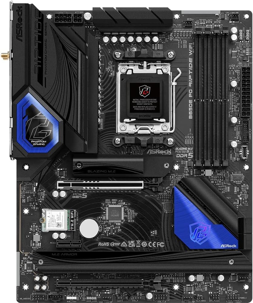 ASRock B650E PG Riptide WiFi AM5 Ryzen 7000 AMD B650 SATA 6Gbs DDR5 ATX placa base