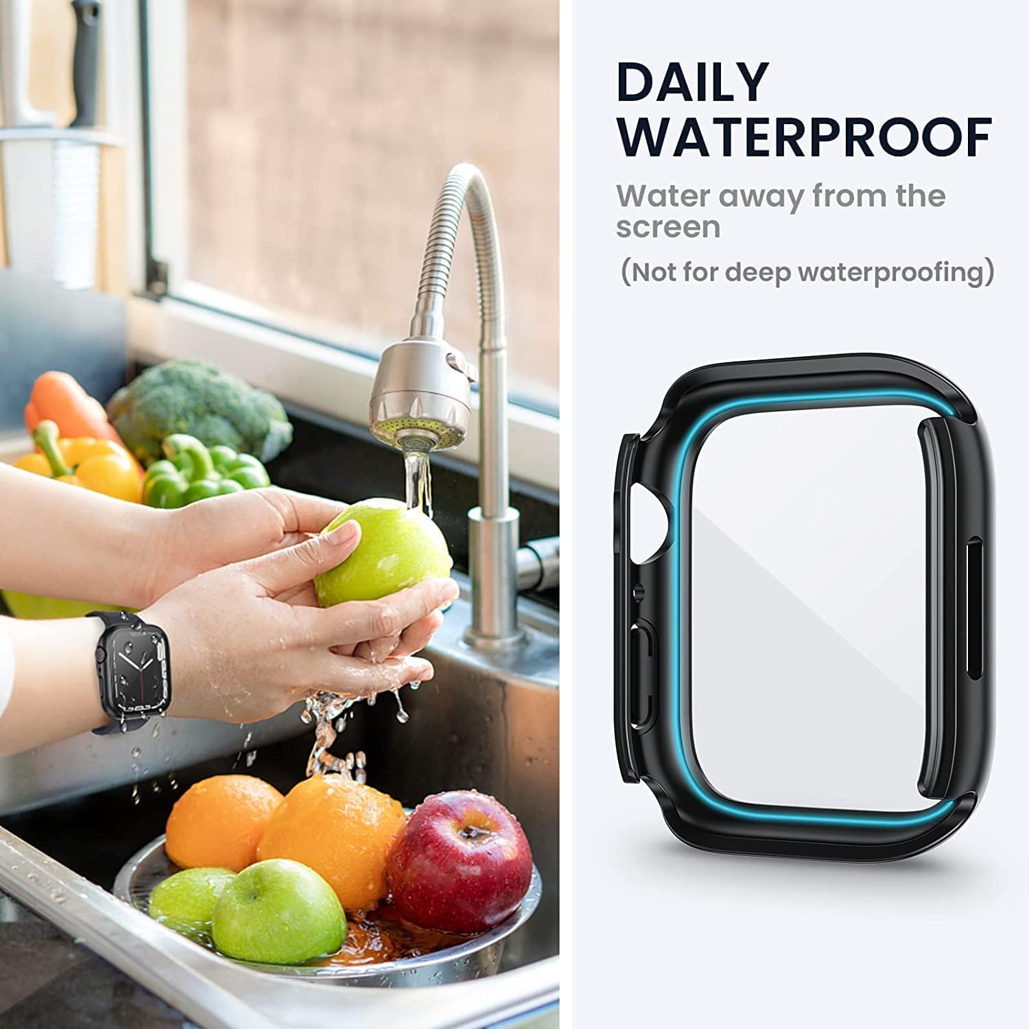 Tensea – Funda protectora de pantalla impermeable para Apple Watch (2 en 1) para Apple Watch Serie SE 6, 5, 4, accesorios de 40 mm, iWatch protector