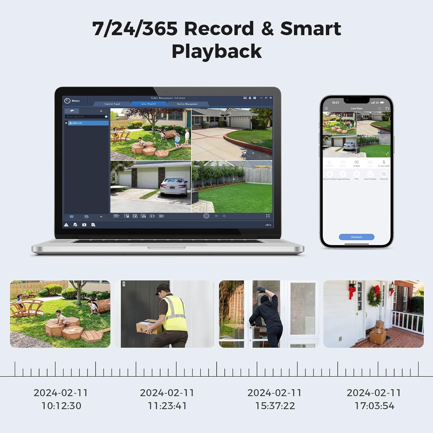 Seguimiento humano+disco duro de 3 TB Sistema de cámara de seguridad Hiseeu 4K PoE, sistemas de seguridad para el hogar con 4 cámaras PoE de 5MP