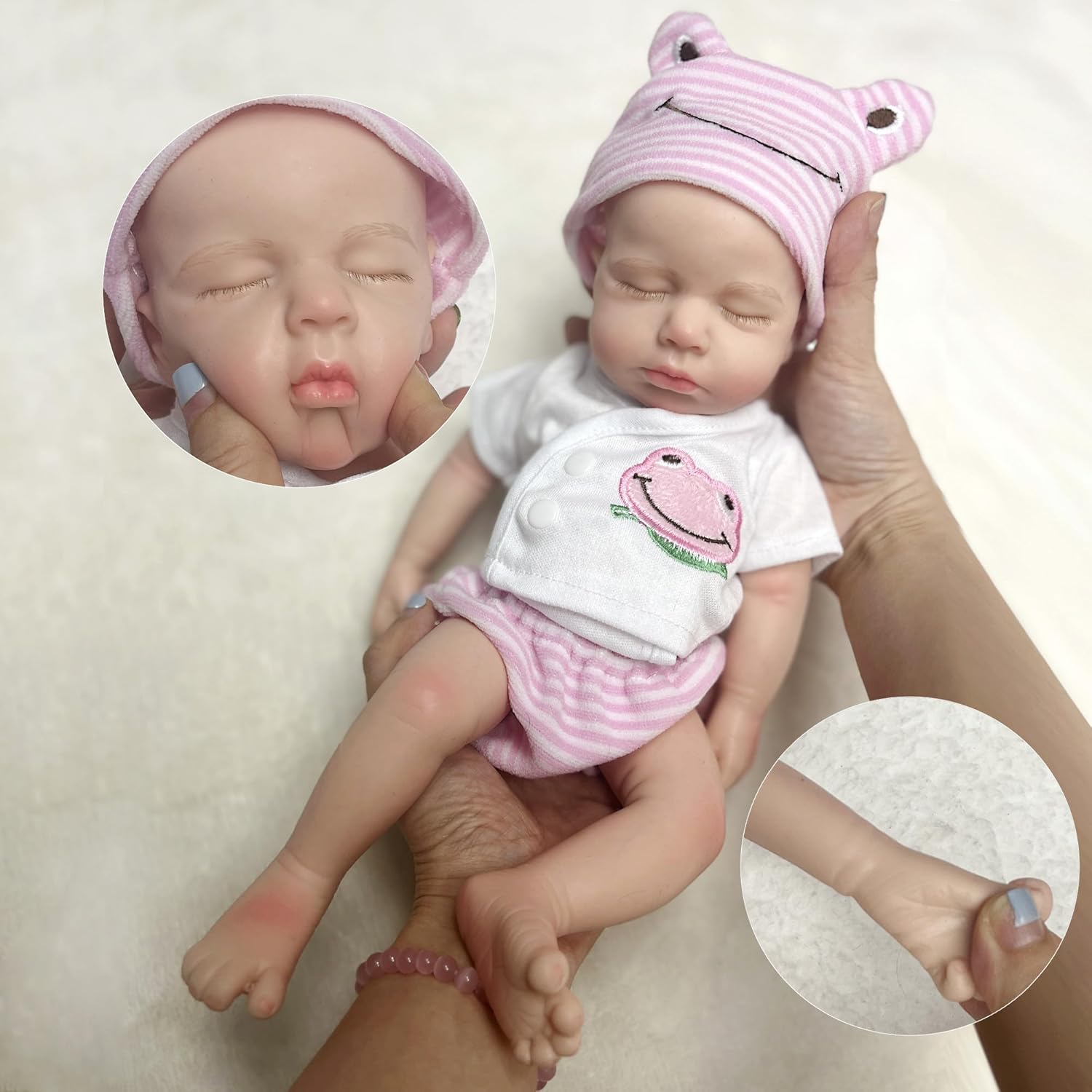 OtardDolls 13.0 in cuerpo completo sólido de silicona Loulou Girl Reborn Muñecas realistas hechas a mano pintadas muñecas Reborn regalo para niños