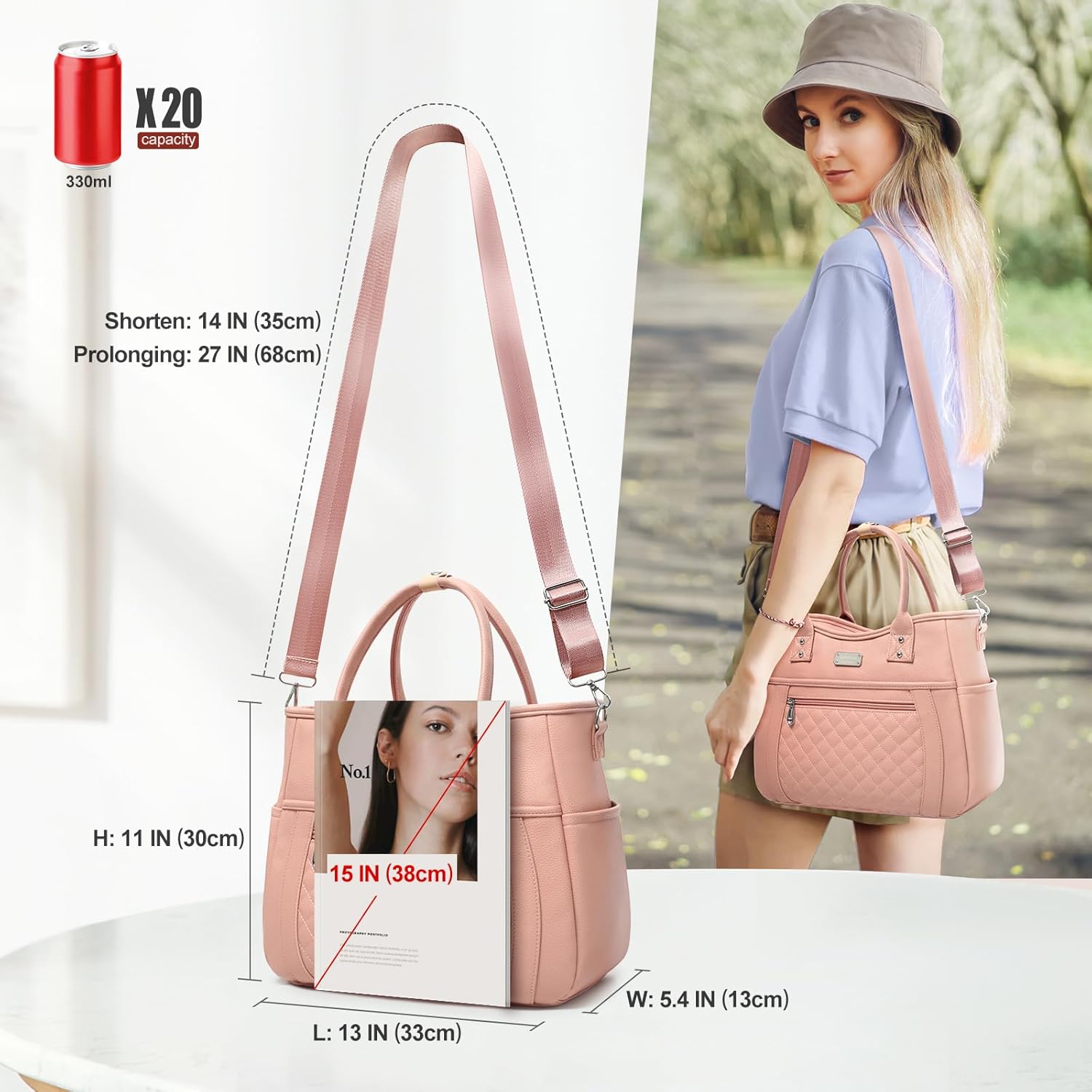Bolsa de almuerzo para mujer, aislada, a prueba de humedad, de piel sintética, grande, a prueba de fugas, congelable, reutilizable, portátil, para