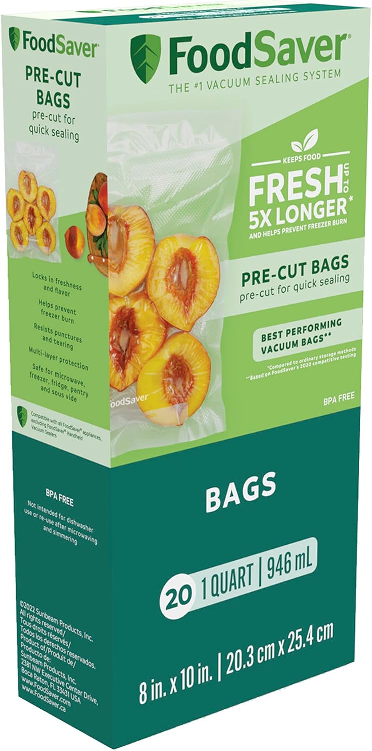 FoodSaver Máquina selladora al vacío con detección automática de bolsas y bolsas selladoras al vacío y bolsas de sellado al vacío precortadas de 1