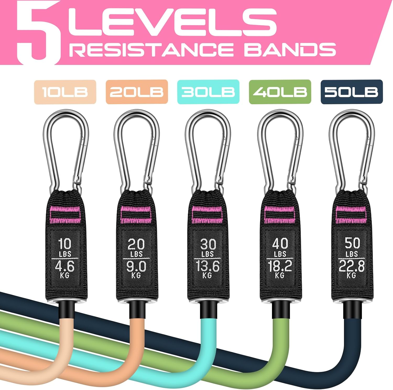 Bandas de resistencia para entrenamiento, bandas de ejercicio de 150 libras, bandas de entrenamiento, bandas de resistencia con asas para hombres y