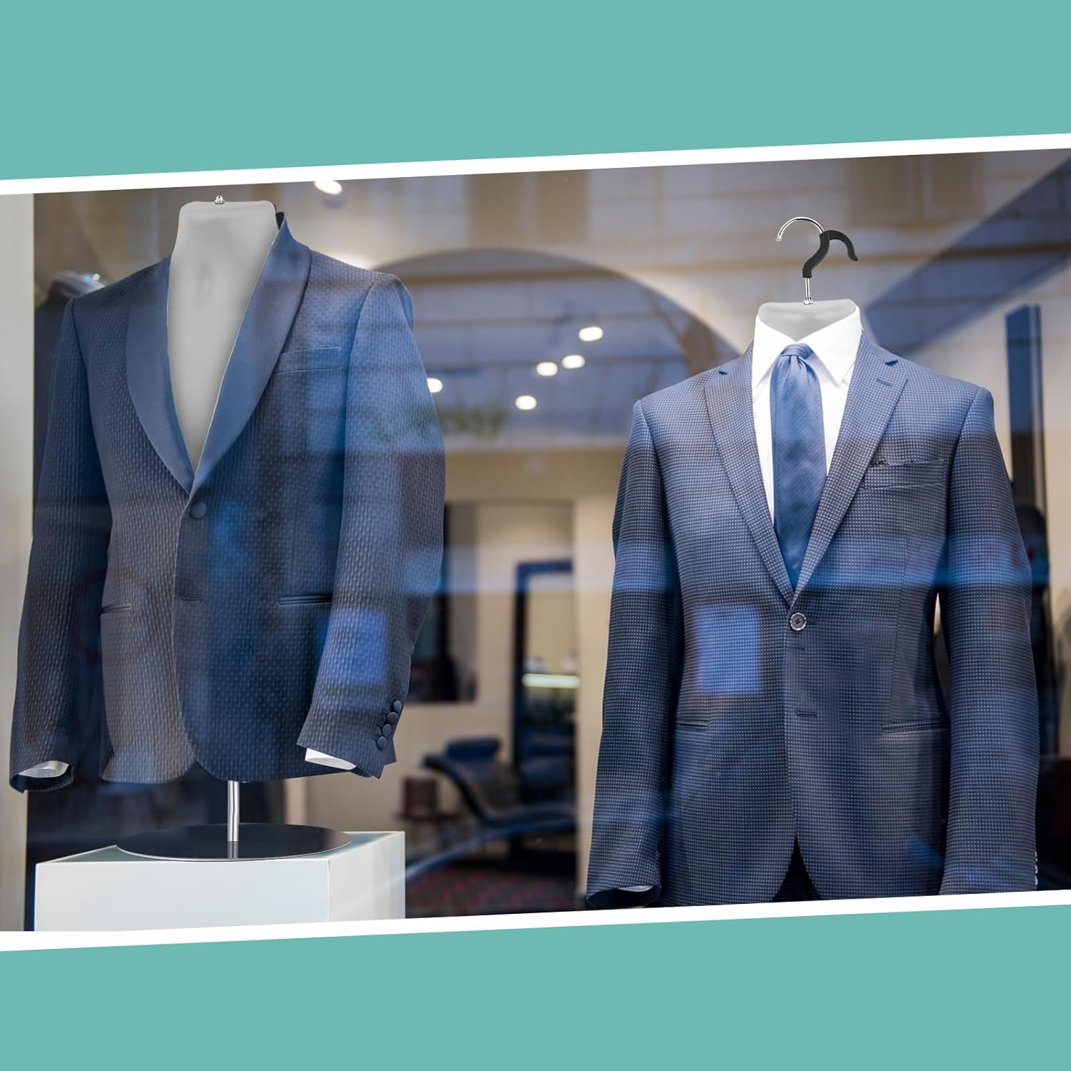 Paquete de 2 maniquíes masculinos con soporte de espalda hueca y cuerpo de maniquí blanco para venta al por menor, exhibición de camisetas con poste