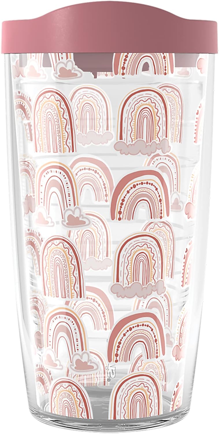 Tervis Vaso aislado de doble pared con diseño de arco iris bohemio hecho en Estados Unidos mantiene las bebidas frías y calientes, 16 onzas, clásico