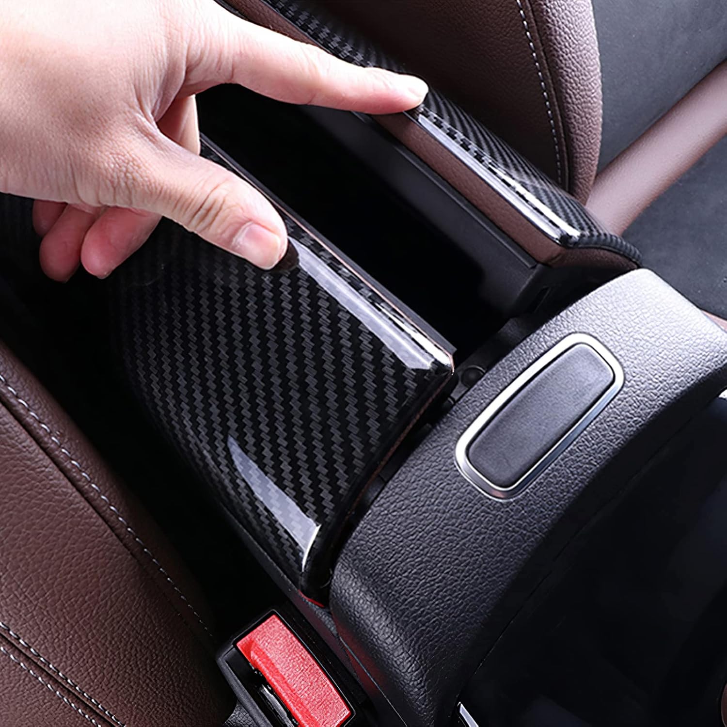 Cubierta de la caja del reposabrazos de la consola central para Mercedes-Benz GLB accesorios interiores del coche (fibra de carbono)