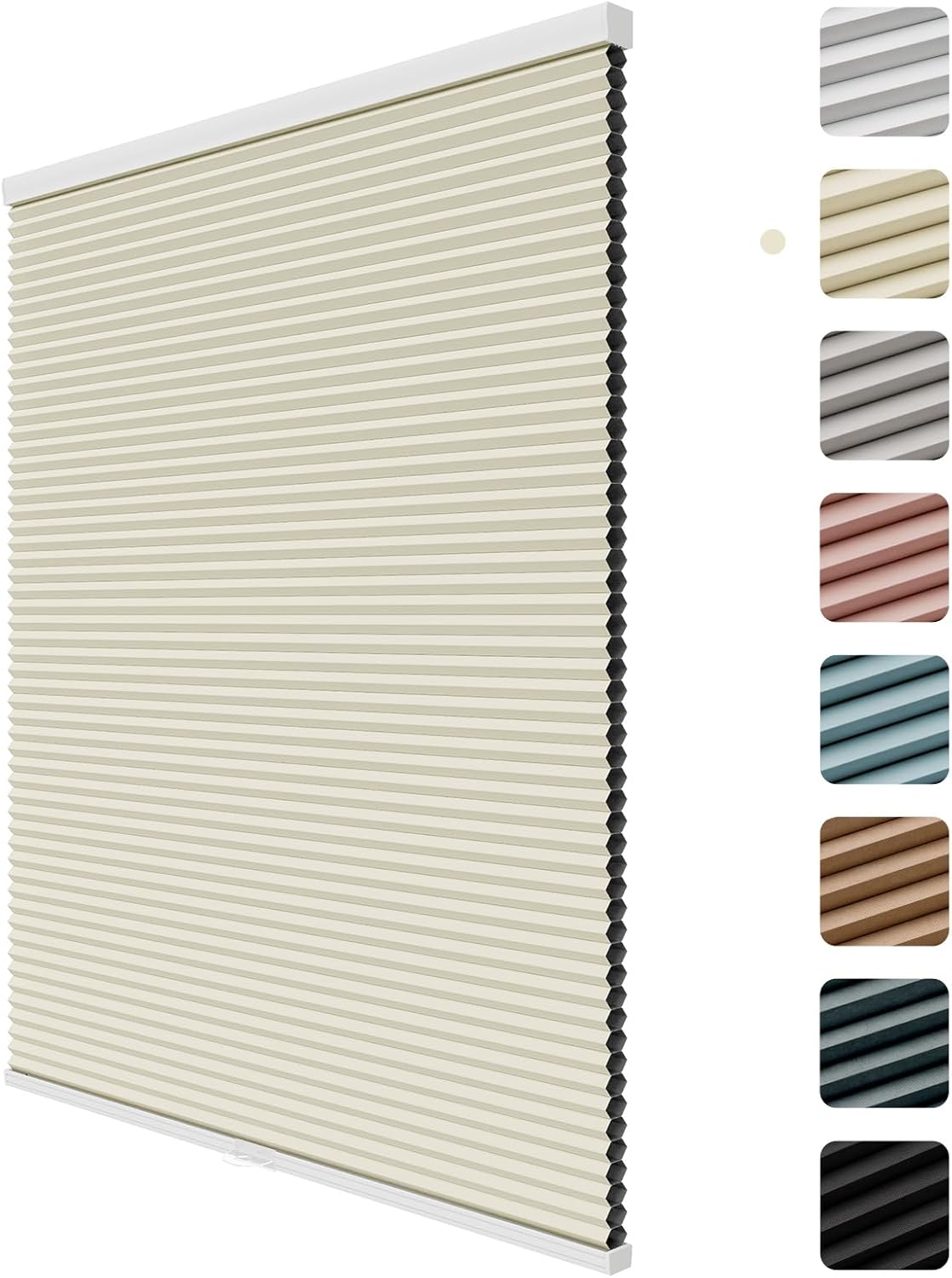 Youngoo Persianas celulares opacas personalizadas, sin cordón, con diseño de panal para ventana, oscurecimiento de la habitación, persianas de