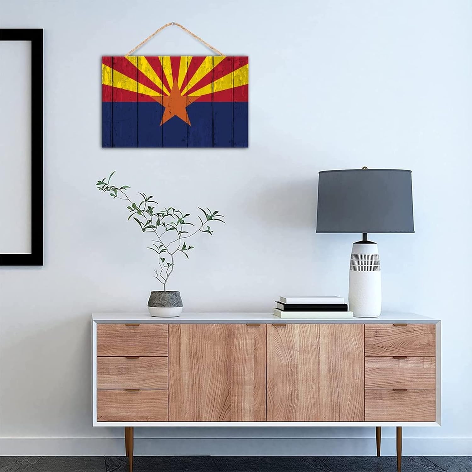 TEANFUN Letrero colgante de madera del estado de Arizona, bandera rústica del estado de Arizona, letrero de pared de madera para colgar en la