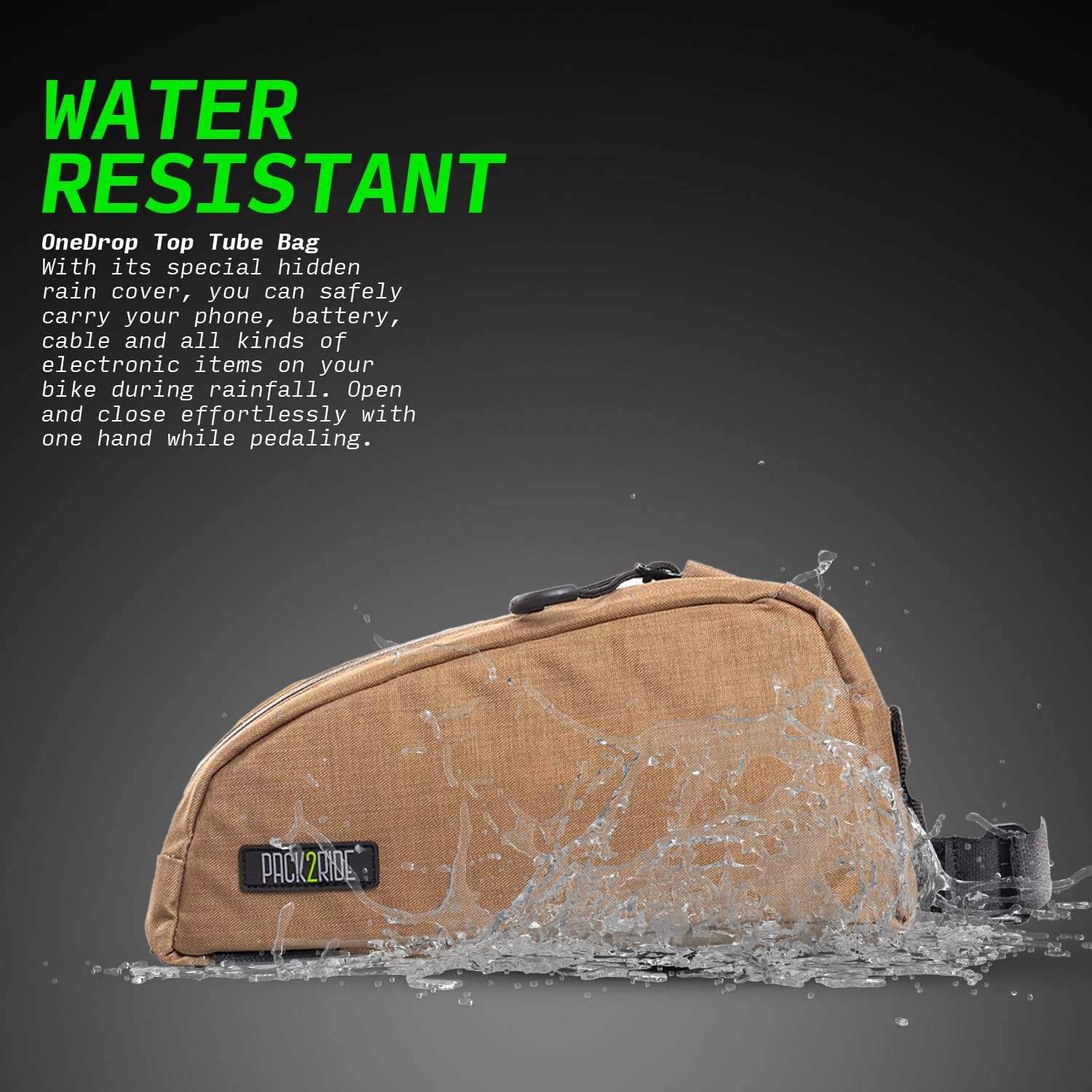 Onedrop Bolsa para cuadro de bicicleta, resistente al agua, bolsa de bicicleta con tela Cordura duradera, almacenamiento frontal de bicicletas y