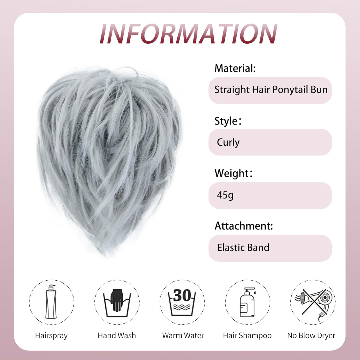 Lynclare Extensiones de cabello sintético ondulado y desordenado para mujer, extensiones de moño rizado y desordenado para mujer, extensiones de