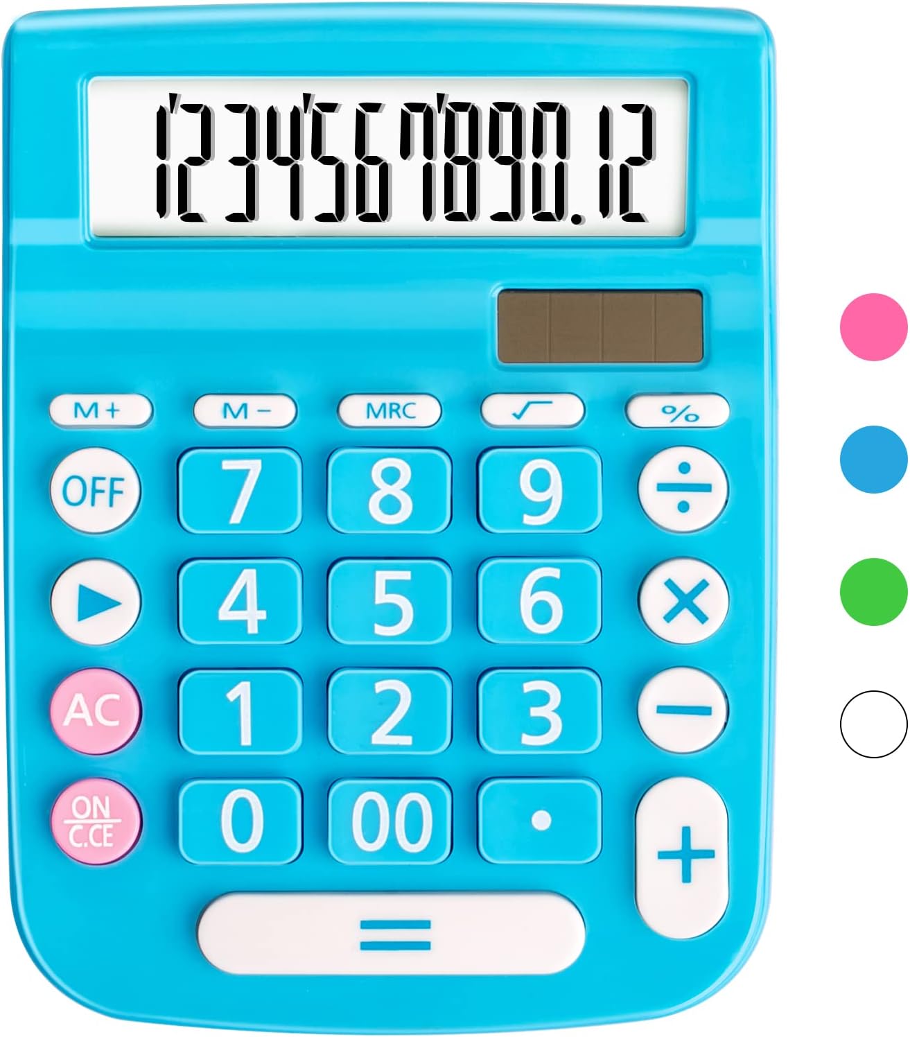 Calculadoras de escritorio, botón grande de pantalla grande, energía solar y de batería dual, 12 dígitos pequeña calculadora funcional básica