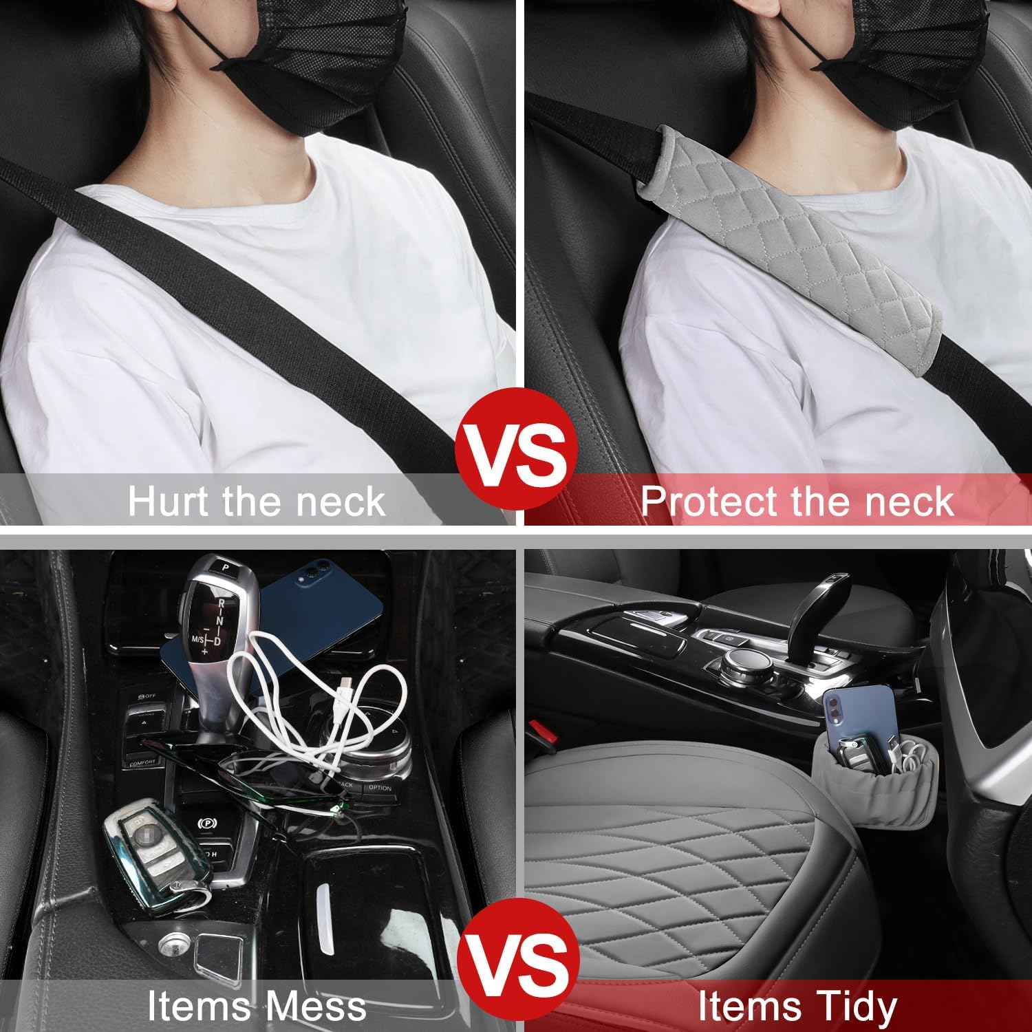 Paquete de 1 funda de cuero para asiento delantero de automóvil, protector universal para asiento de automóvil sin laterales con bolsillo de