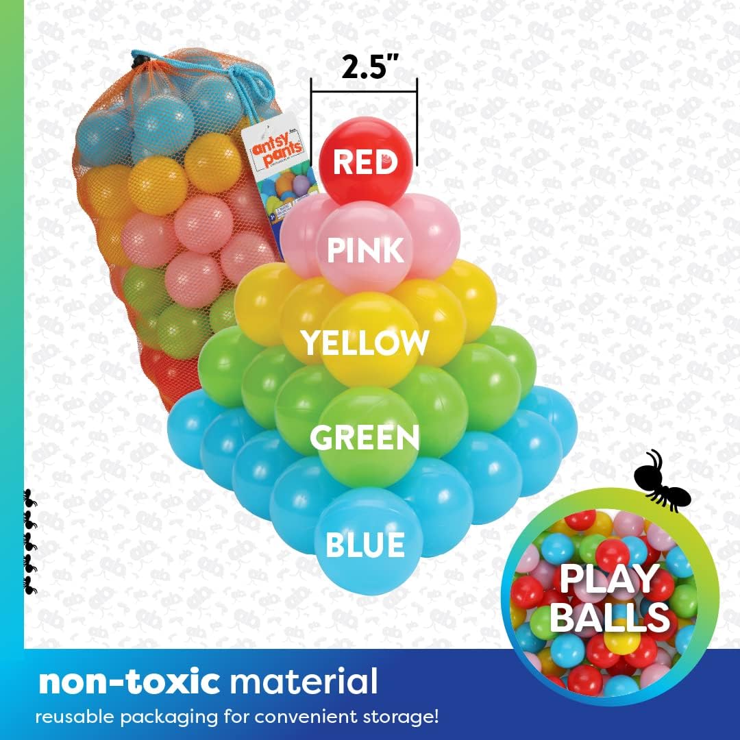Flybar Pantalones Antsy  Pelotas para pozo de bolas, pozo de pelotas para niños pequeños de 1 a 3 años, materiales no tóxicos, ligeros, 5 colores,