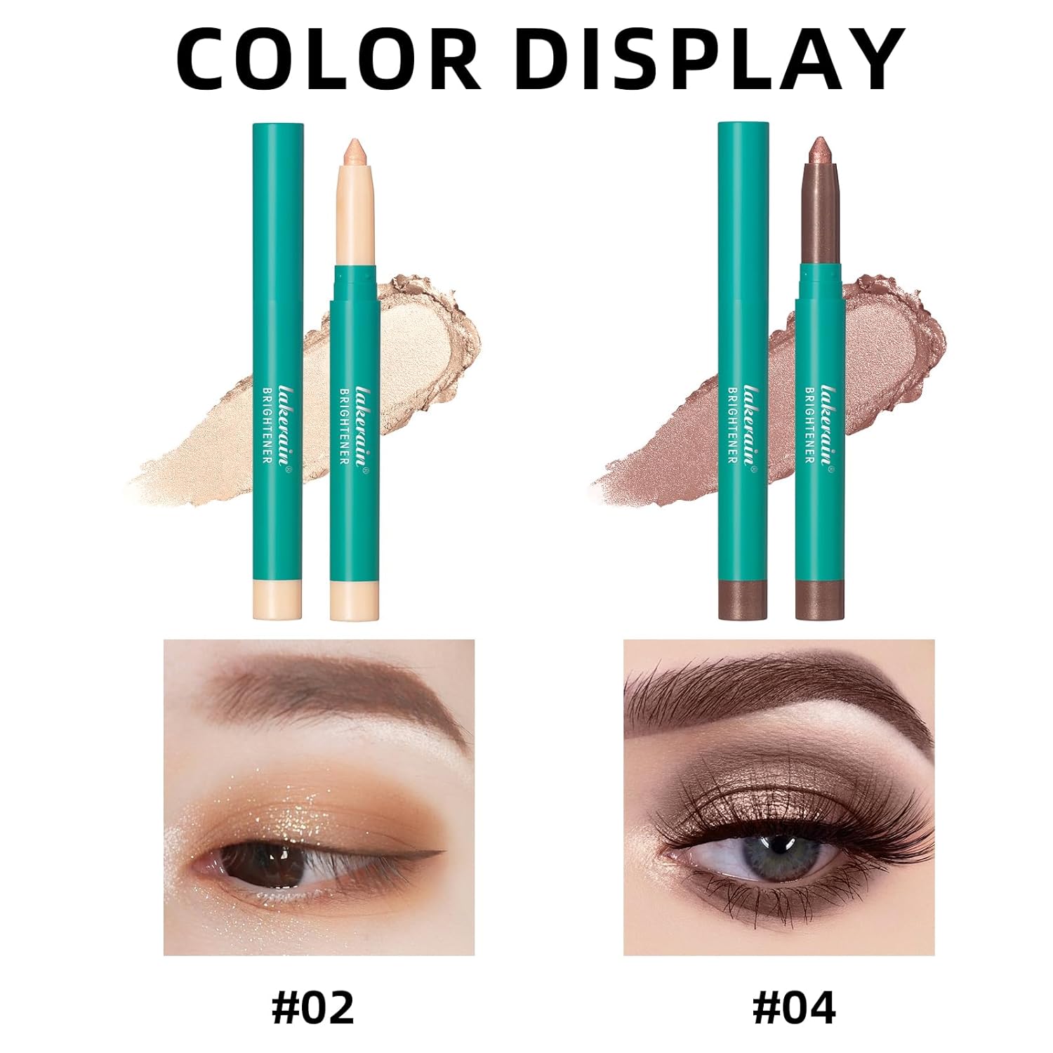 HOSAILY 2 lápices de sombra de ojos, lápiz iluminador de ojos, lápiz iluminador de ojos, lápiz de sombra de ojos con purpurina de larga duración,