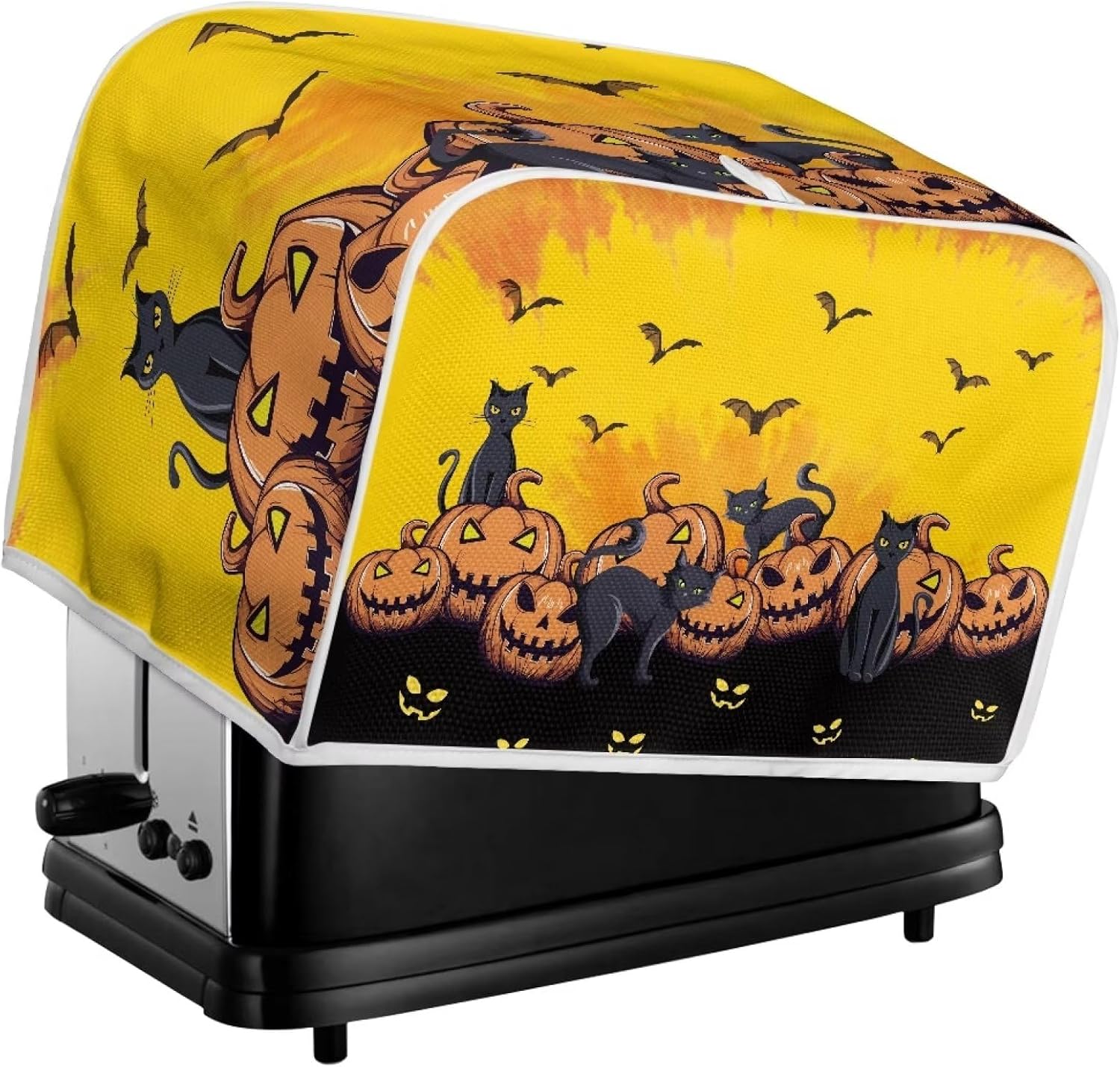 Fundas para tostadoras de calabaza y gato de Halloween, a prueba de polvo, lavables, se adaptan a la mayoría de tostadoras de 2 rebanadas, fundas de